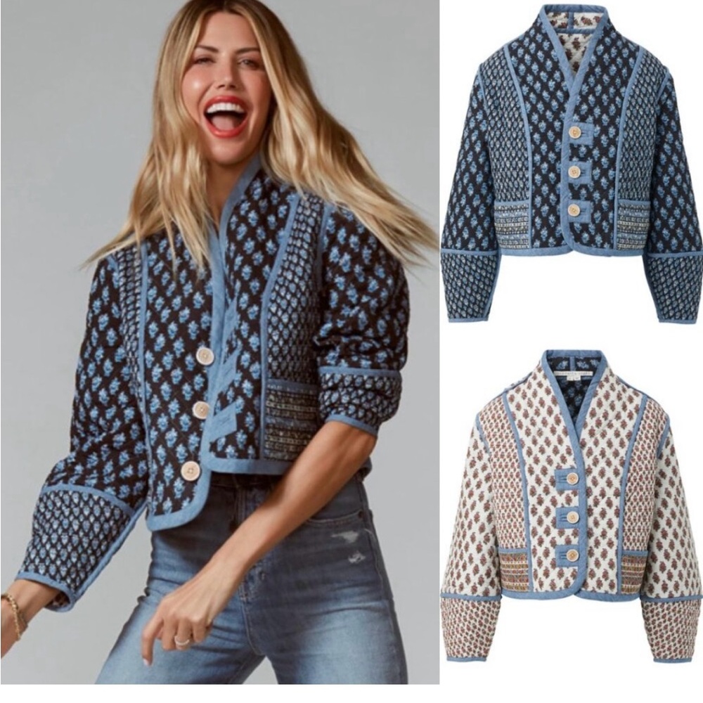 Veronica Beard Blue and Black Quilted Jacket